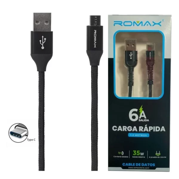 Cable USB - Tipo C ROMAX (Mallado)